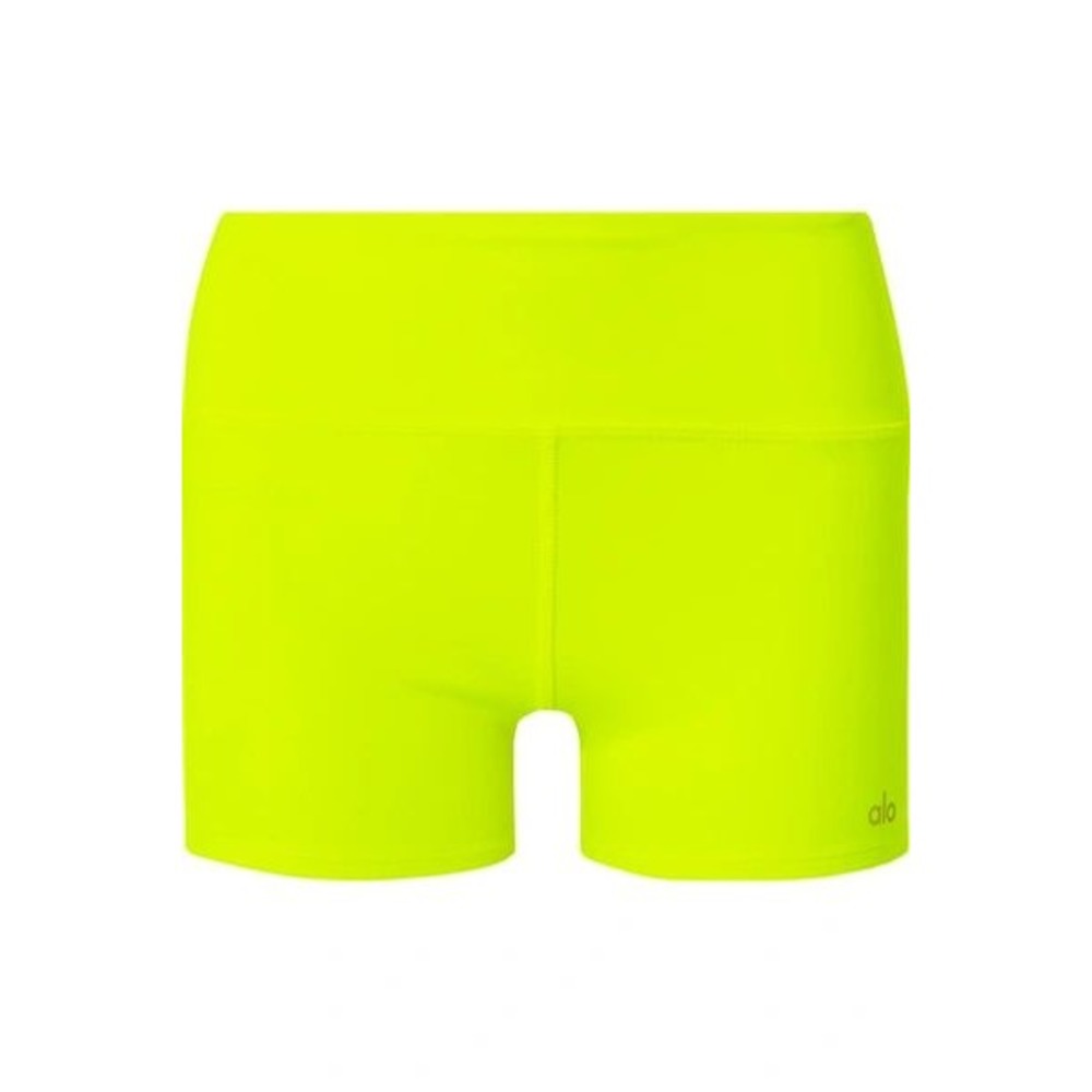 ALO YOGA Women's Neon Yellow Airbrush Stretch Shorts Size XS